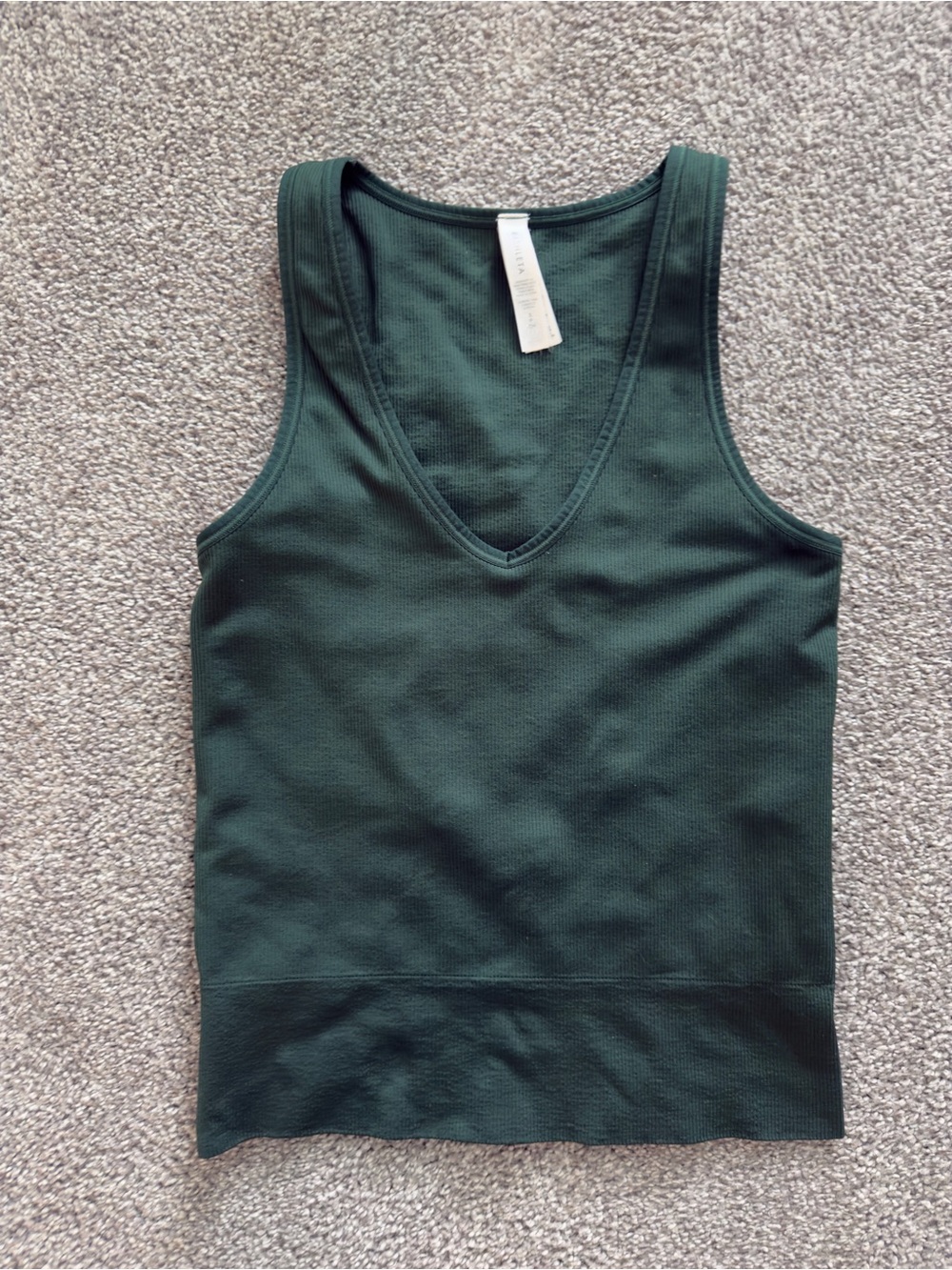 Athleta Aurora Forest Green V-Neck Ribbed Tank